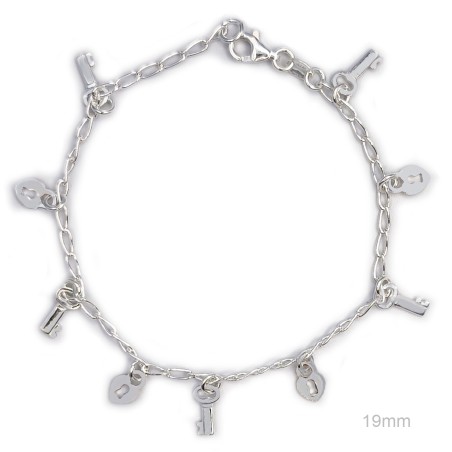 Pulsera Plata Lisa Plateada Llaves