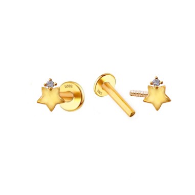 Pendientes Piercing Mini Dorado Circ Estrella