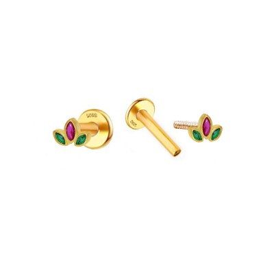 Pendientes Piercing Mini Dorado Circ Color Loto