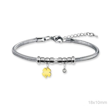 Pulsera Trébol Dorado Circ Acero