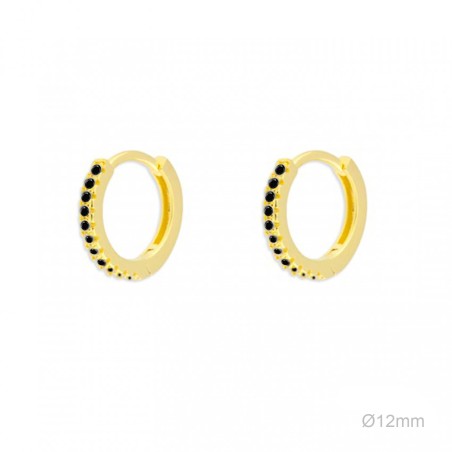 Pendientes Aro Dorado Circ Negra