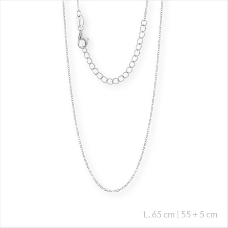 Cadena de Plata de Ley de 65 cm | 60+5 cm de extensión