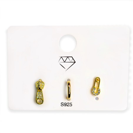 Pack 3 Pendientes Circonitas Aro/Presión