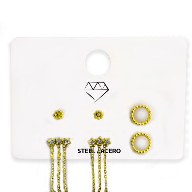 Pack 3 pares Pendientes ACERO