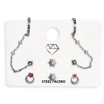 Pack 6 pares Pendientes ACERO