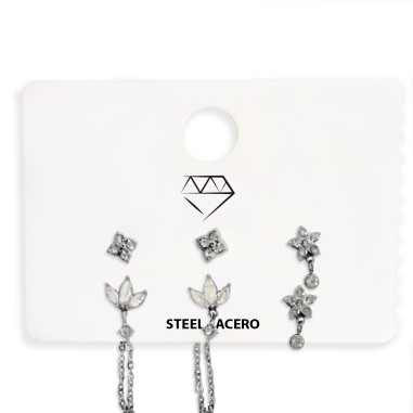Pack 6 pares Pendientes ACERO