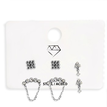 Pack 6 pares Pendientes ACERO