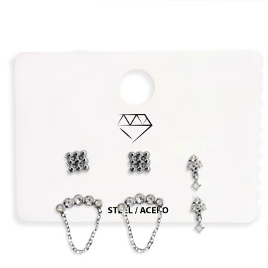 Pack 6 pares Pendientes ACERO