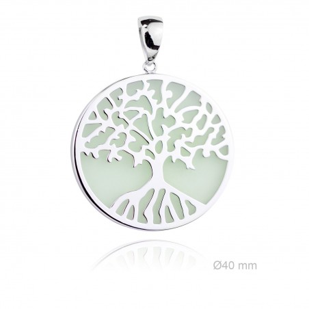 Colgante Árbol Vida base verde 40mm