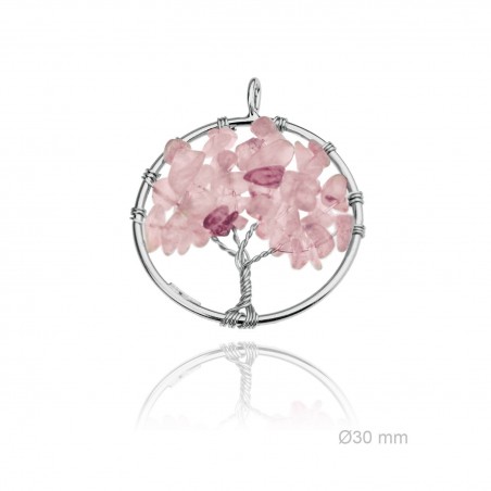 Colgante Piedra Natural Árbol Vida Rosa