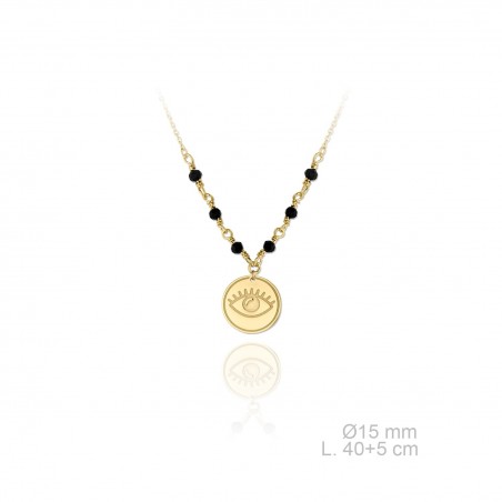 Gargantilla Ojo Piedra Negra Dorad.