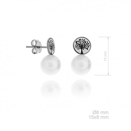 Pendientes Árbol vida perla
