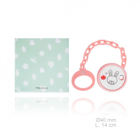 Porte-sucette en Argent avec clip en résine