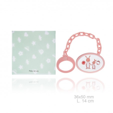 Porte-sucette en Argent avec clip en résine